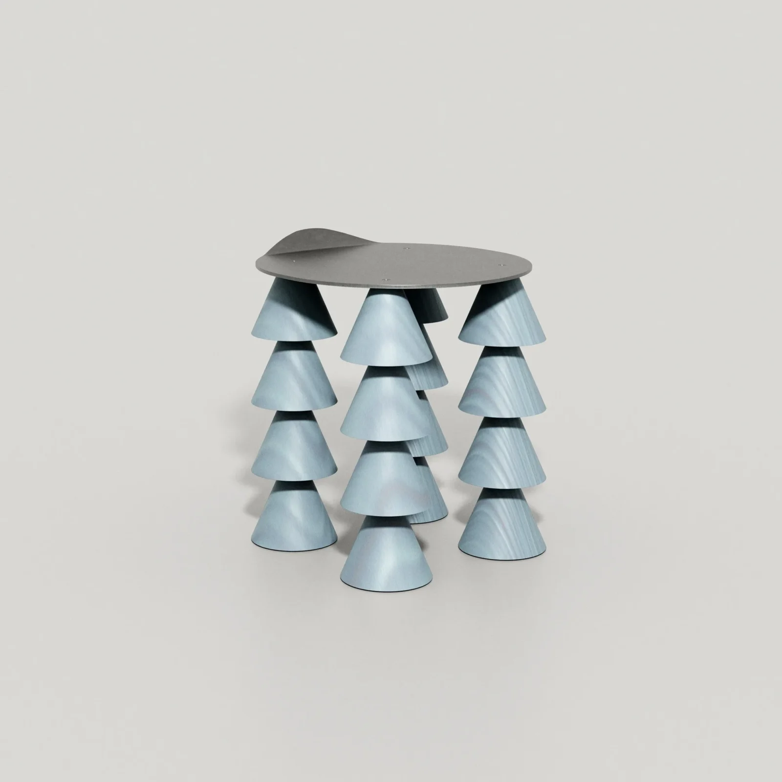 N1 Cena — Sky-blue Wood And Aluminum Stool — 3
