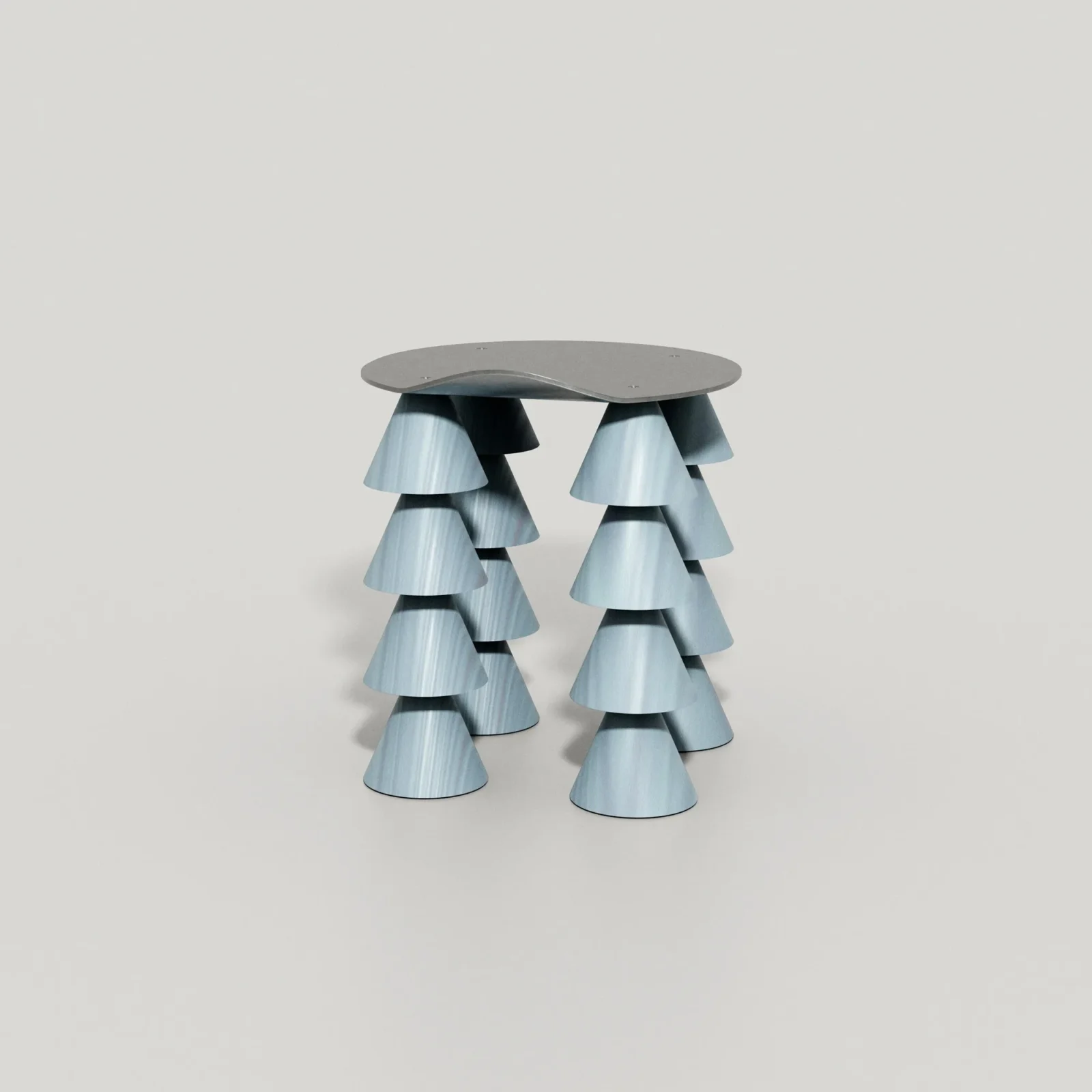 N1 Cena — Sky-blue Wood And Aluminum Stool — 6