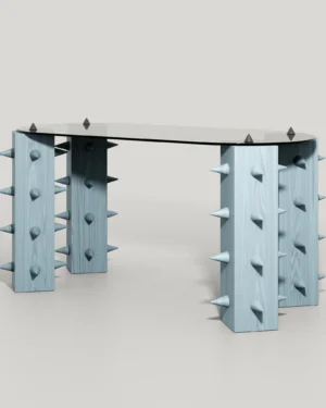 Cena – Sky-blue Wood And Aluminum Desk