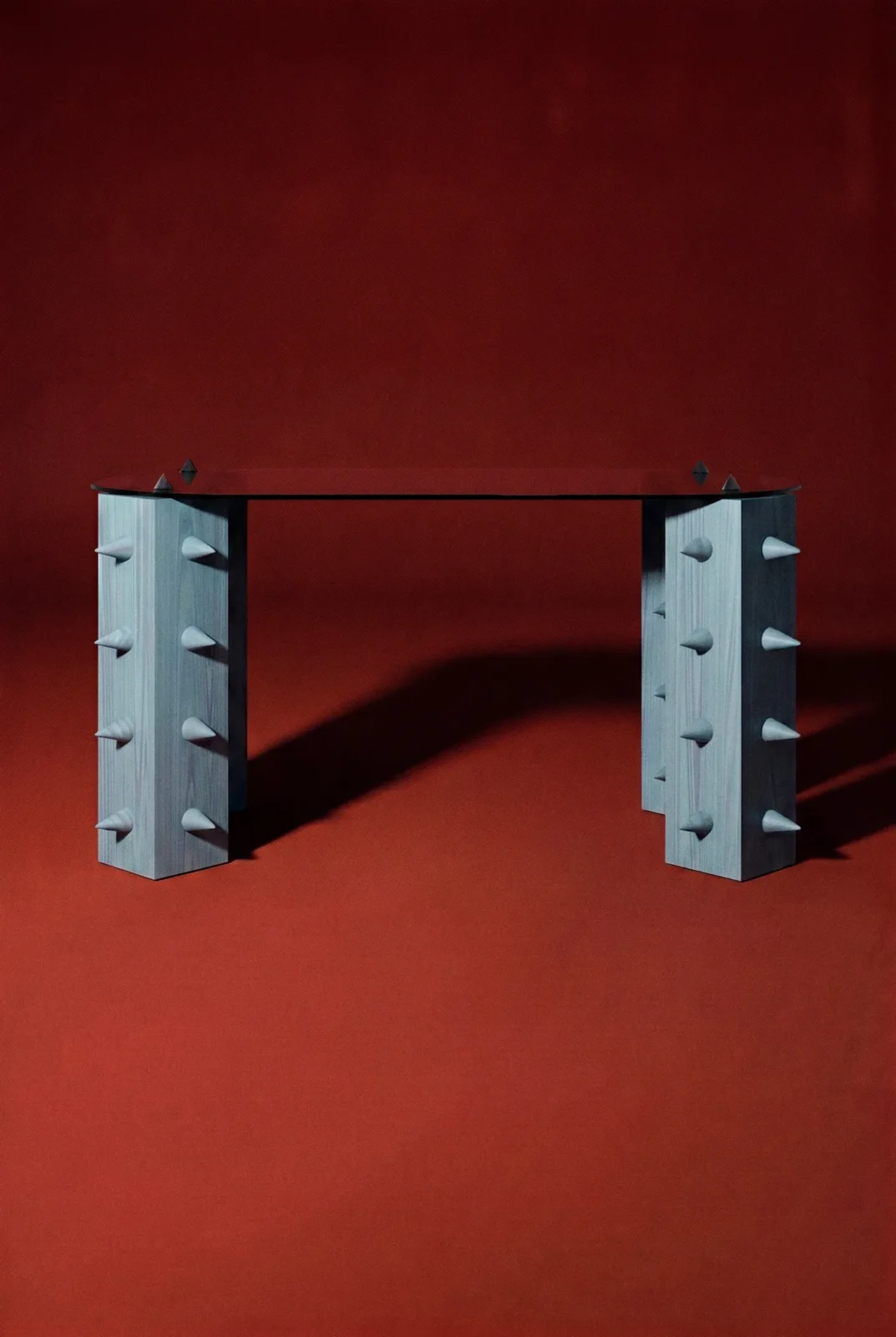Cena – Sky-blue Wood And Aluminum Desk — 3