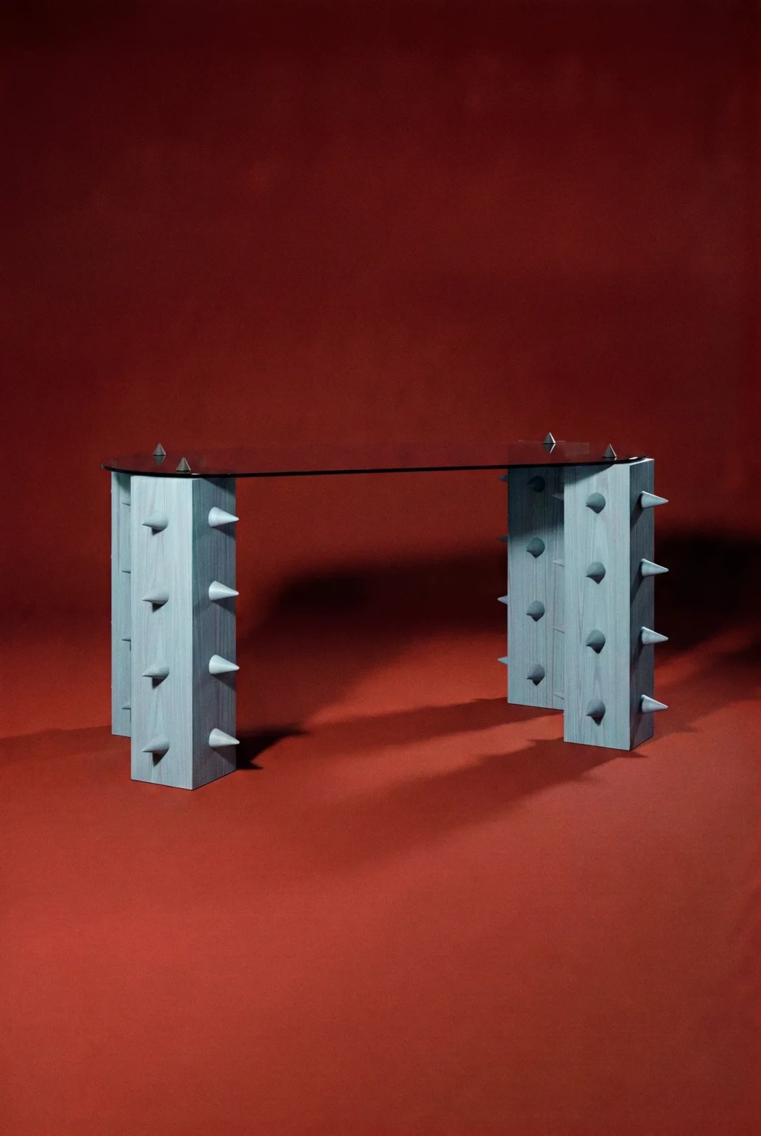 Cena – Sky-blue Wood And Aluminum Desk — 2