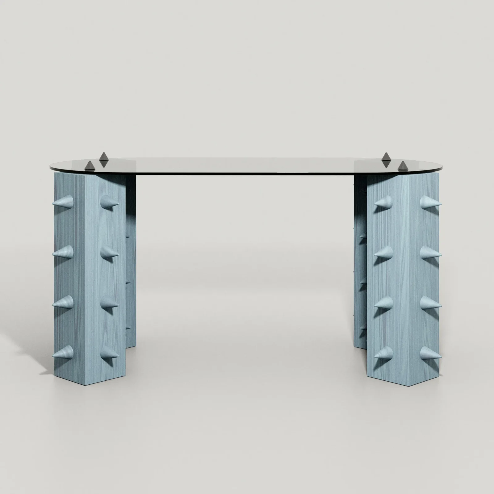 Cena – Sky-blue Wood And Aluminum Desk — 5