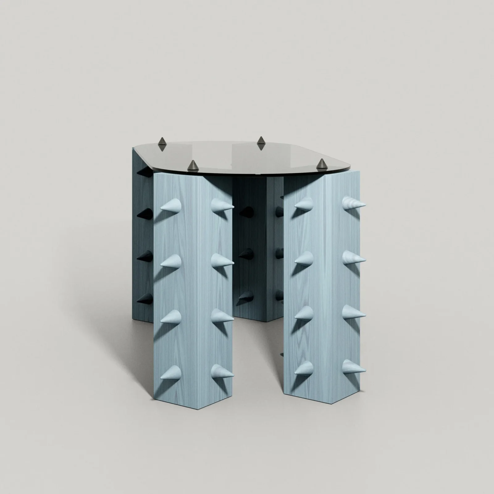 Cena – Sky-blue Wood And Aluminum Desk — 6