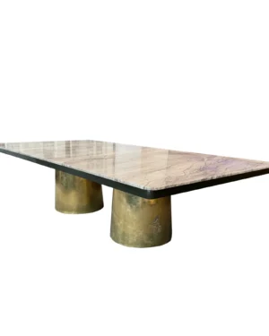 Cast Bronze Twin-pedestal Dining Table With Marble Top