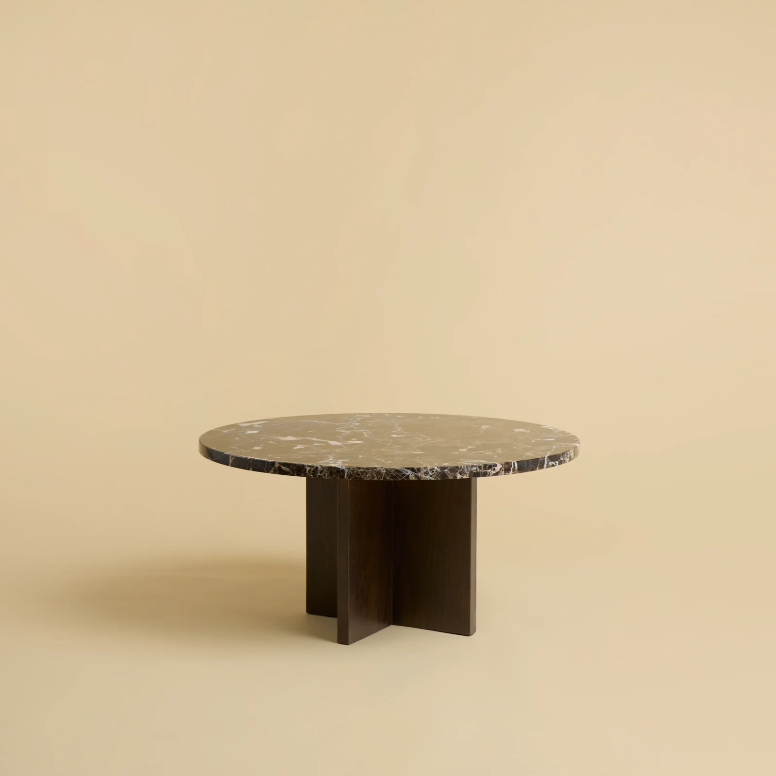 Round Marble And Oak Coffee Table - Tinian Series — 2