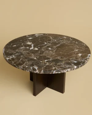 Round Marble And Oak Coffee Table - Tinian Series