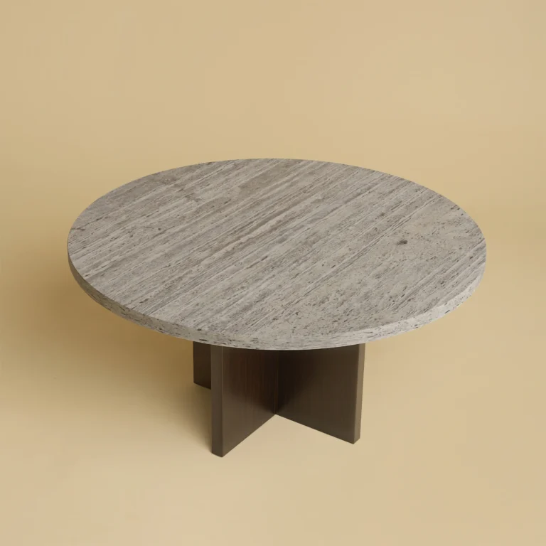 Tinian Coffee Table in Travertine and Oak — 6
