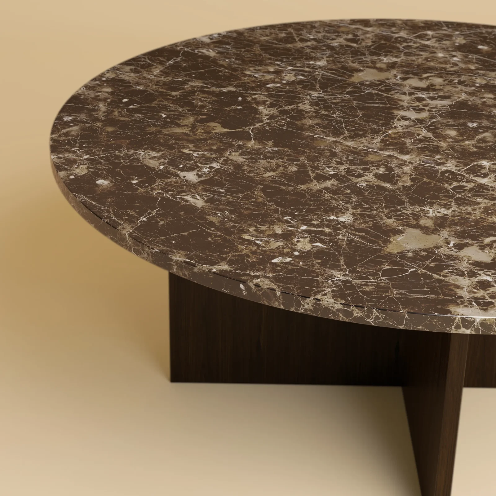 Round Coffee Table - Hirado Series In Marble And Oak — 2
