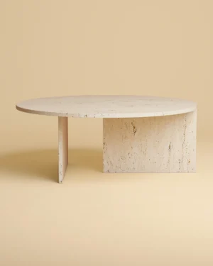 Round Travertine Coffee Table - Ishiki Series