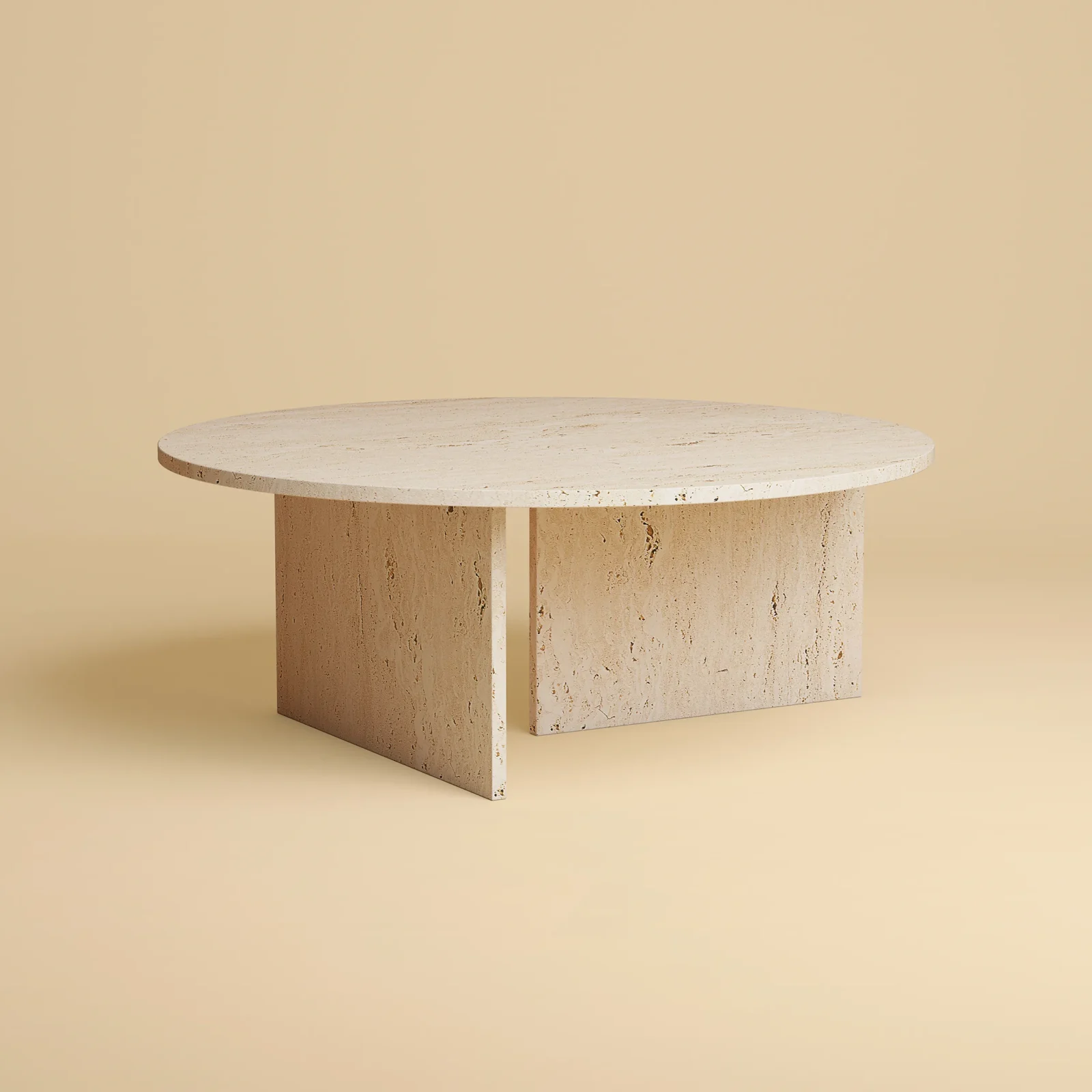 Round Travertine Coffee Table - Ishiki Series — 2