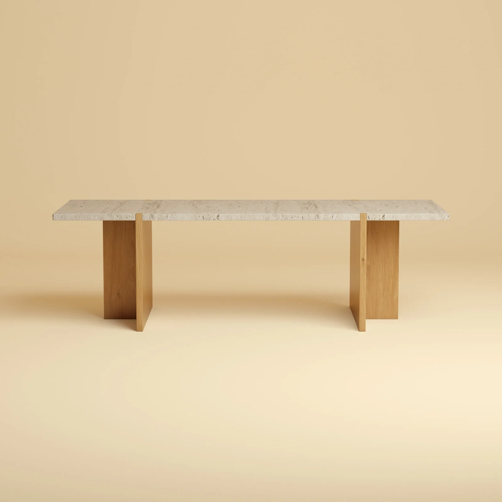 Travertine And Oak Lounge Table - Palm Series — 2