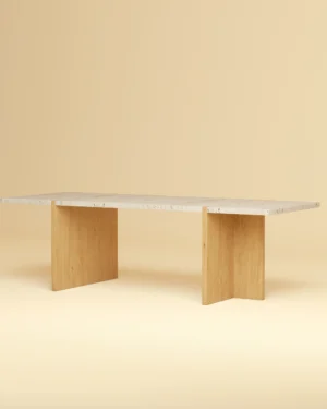 Travertine And Oak Lounge Table - Palm Series