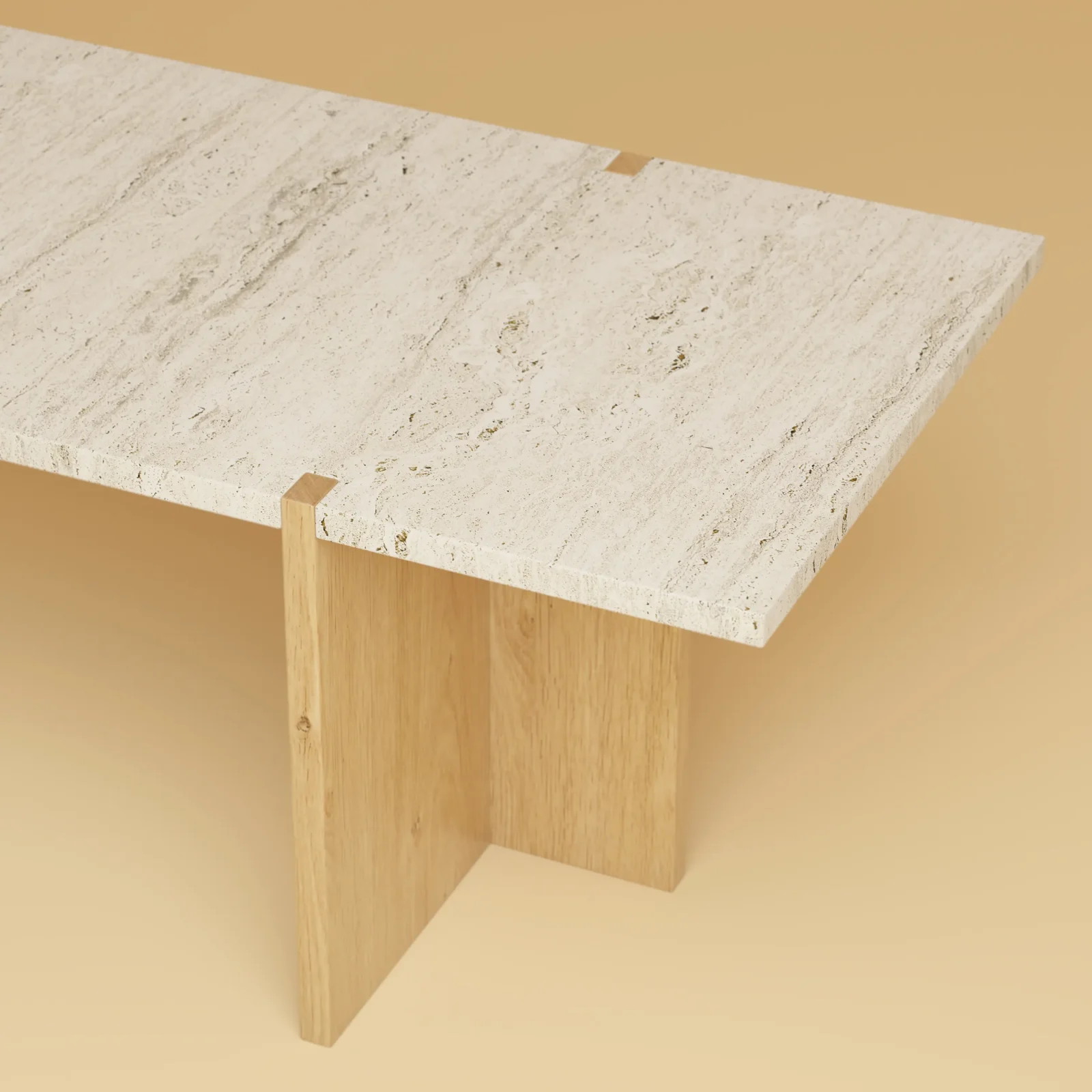 Travertine And Oak Lounge Table - Palm Series — 3