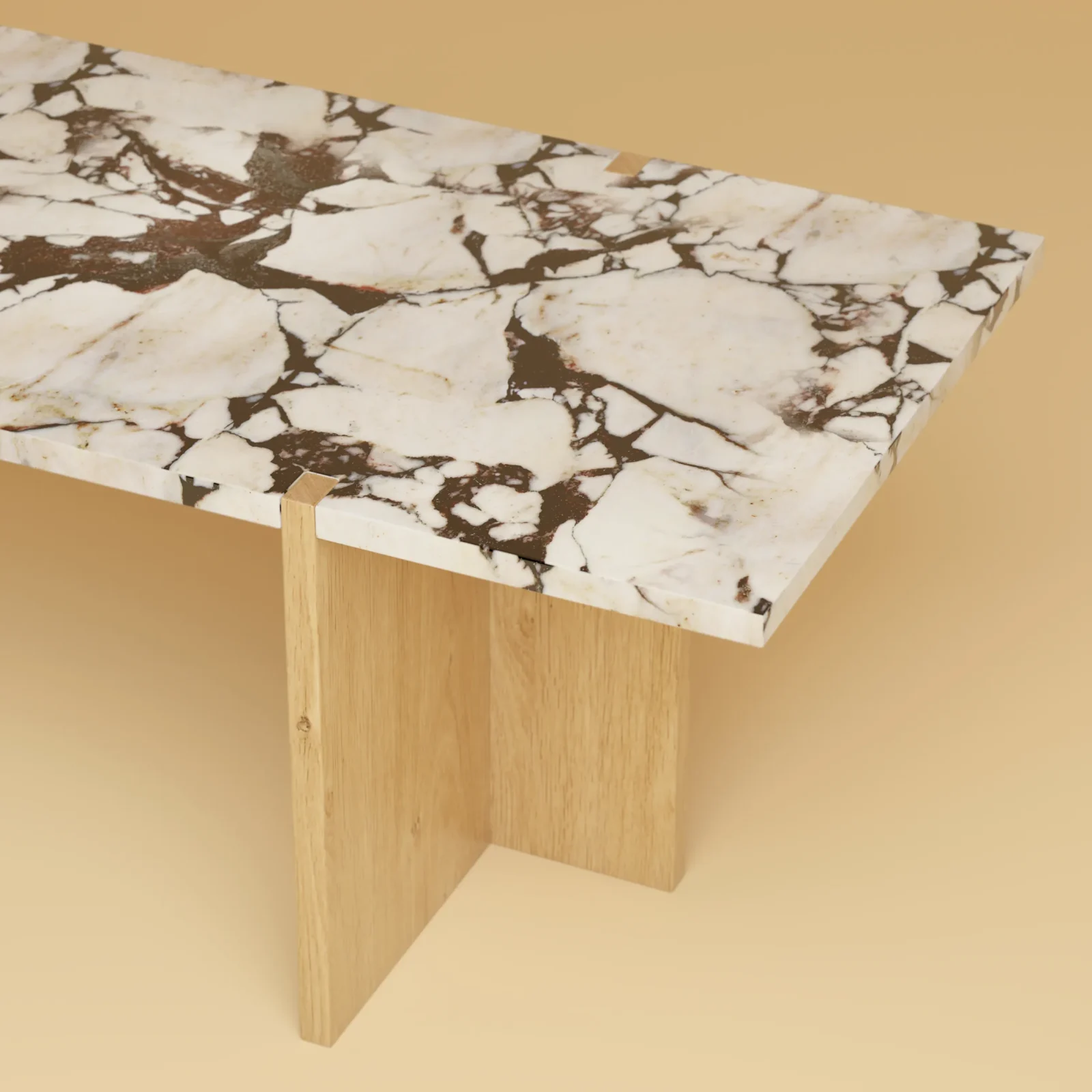 Marble And Wood Lounge Table - Palm Series In Calacatta Viola And Oak — 3