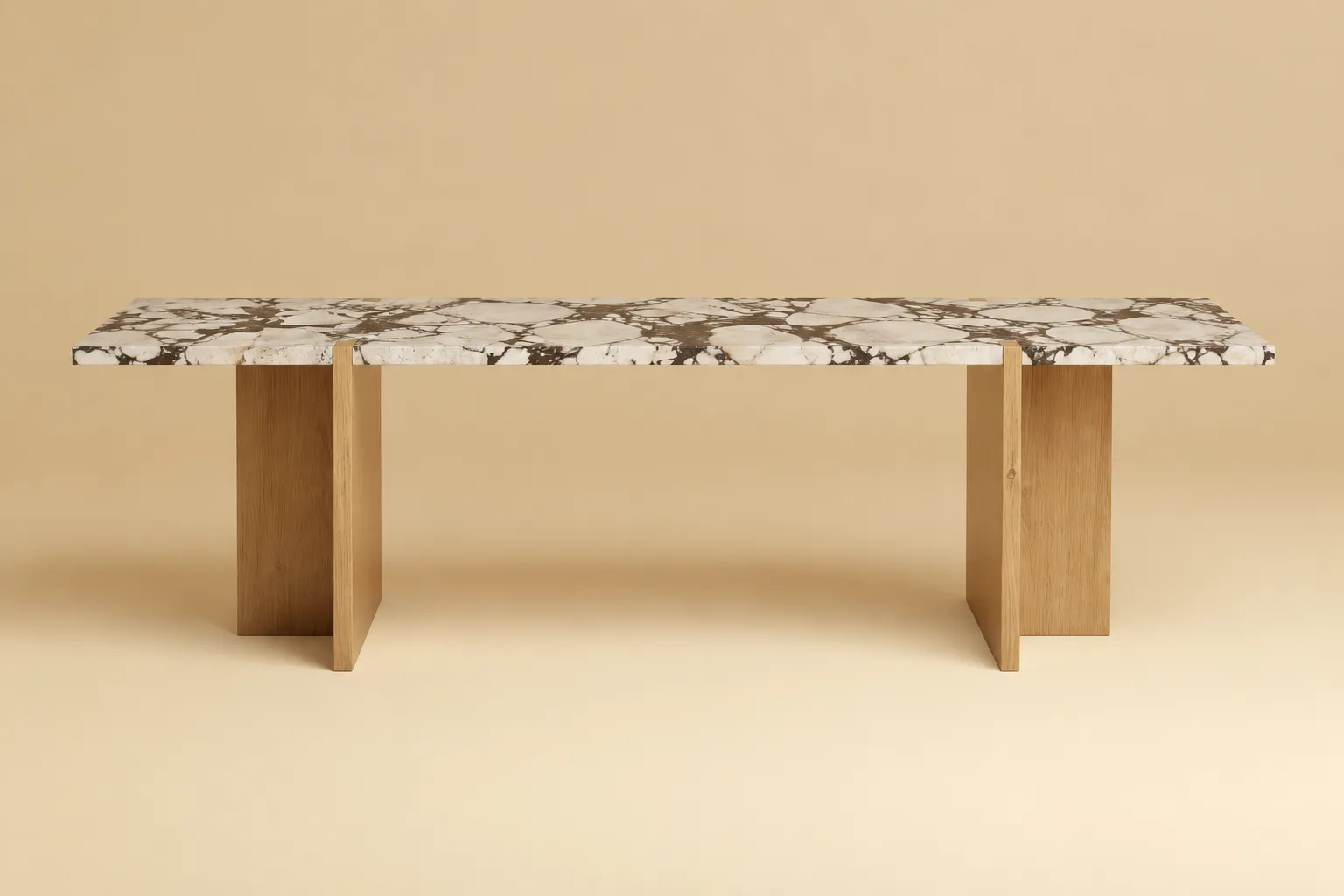 Marble And Wood Lounge Table - Palm Series In Calacatta Viola And Oak — 2