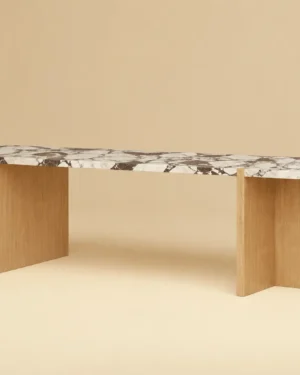 Marble And Wood Lounge Table - Palm Series In Calacatta Viola And Oak