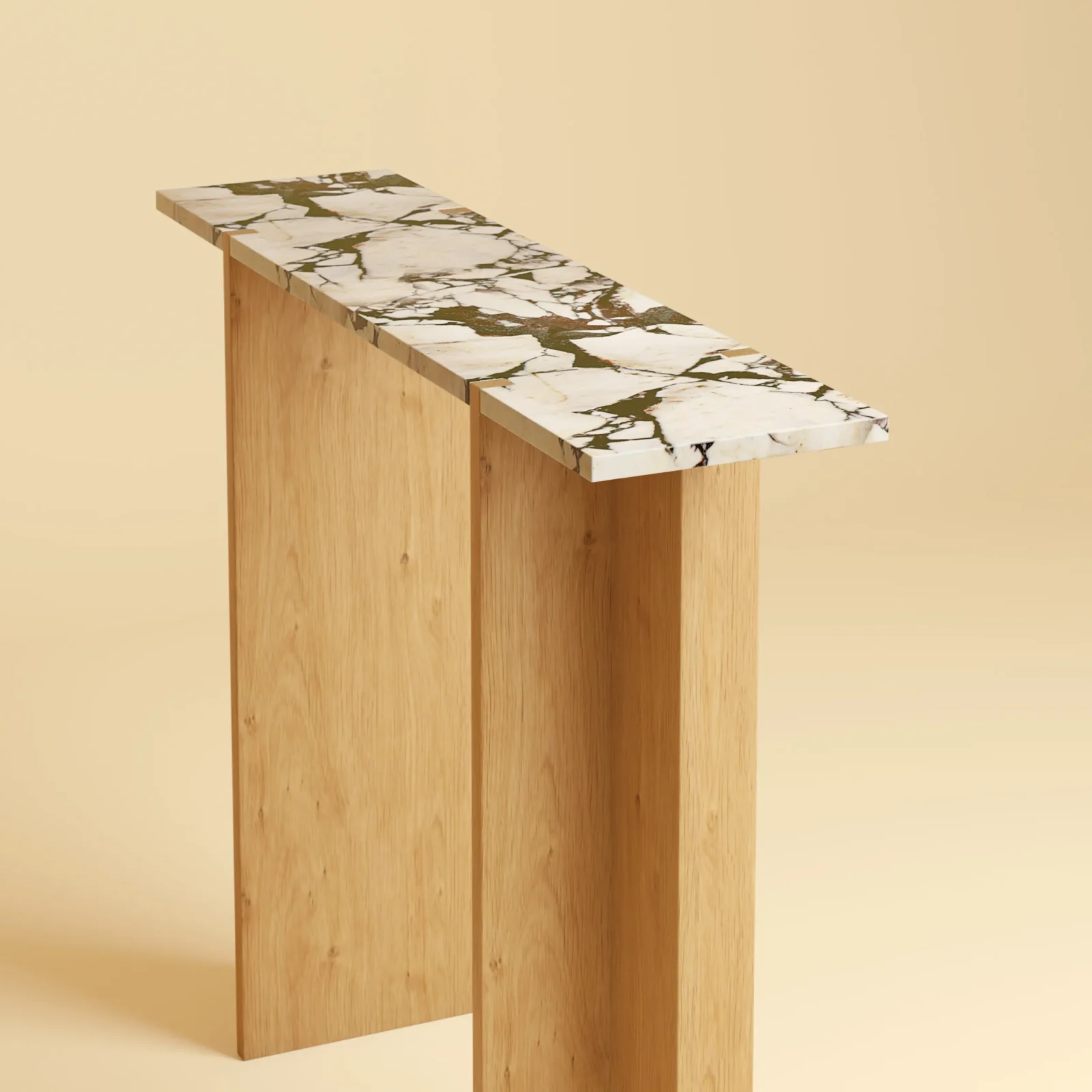 Marble And Oak Console Table - Maha Series In Calacatta Viola — 2