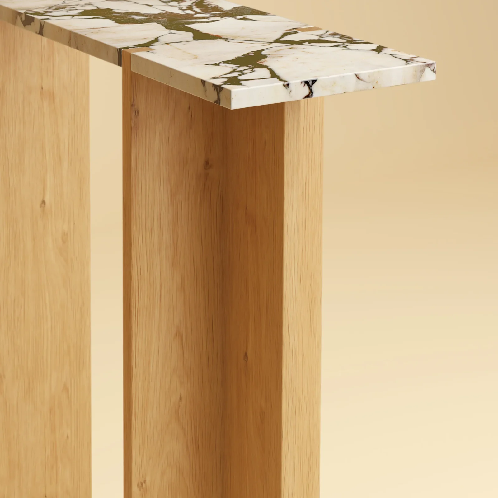 Marble And Oak Console Table - Maha Series In Calacatta Viola — 3