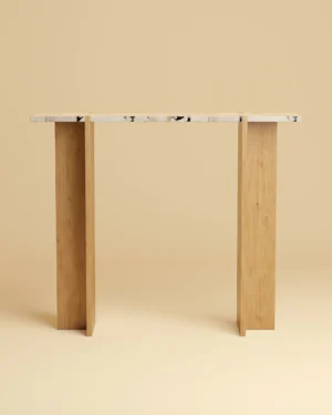 Marble And Oak Console Table - Maha Series In Calacatta Viola