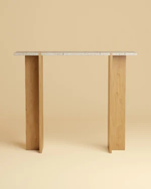 Travertine And Oak Console Table - Maha Series