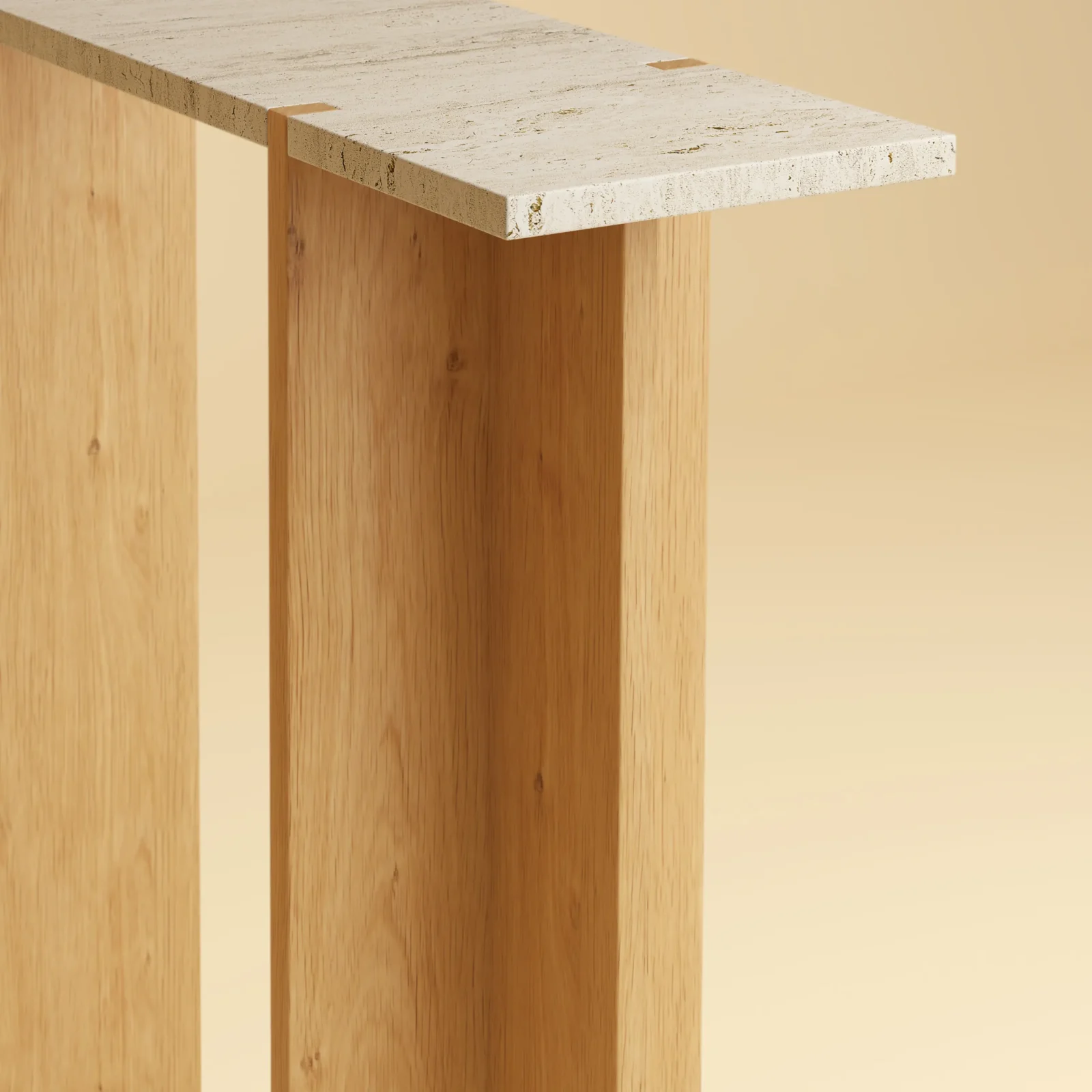 Travertine And Oak Console Table - Maha Series — 3