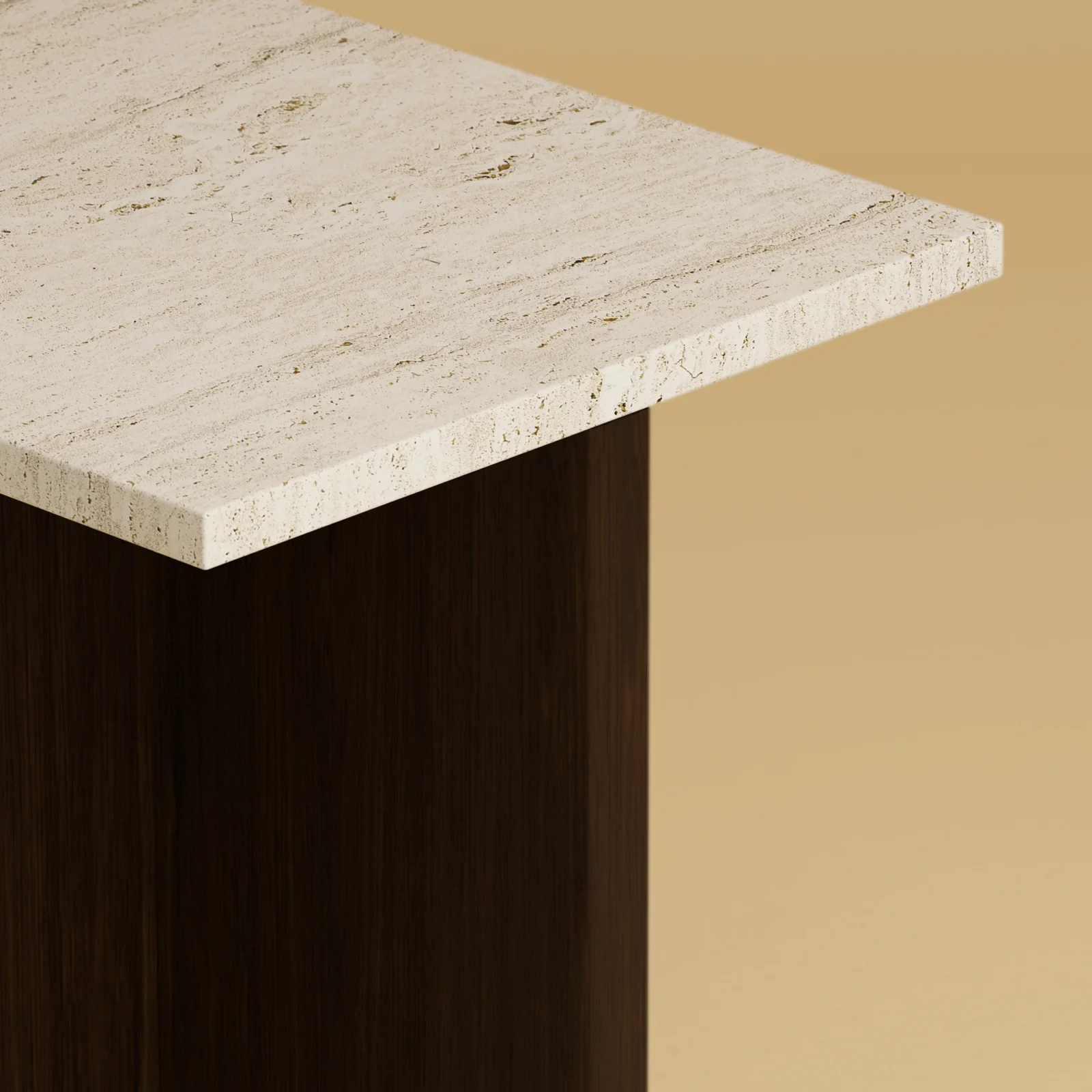 Travertine And Oak Nightstand - Tinos Series — 4