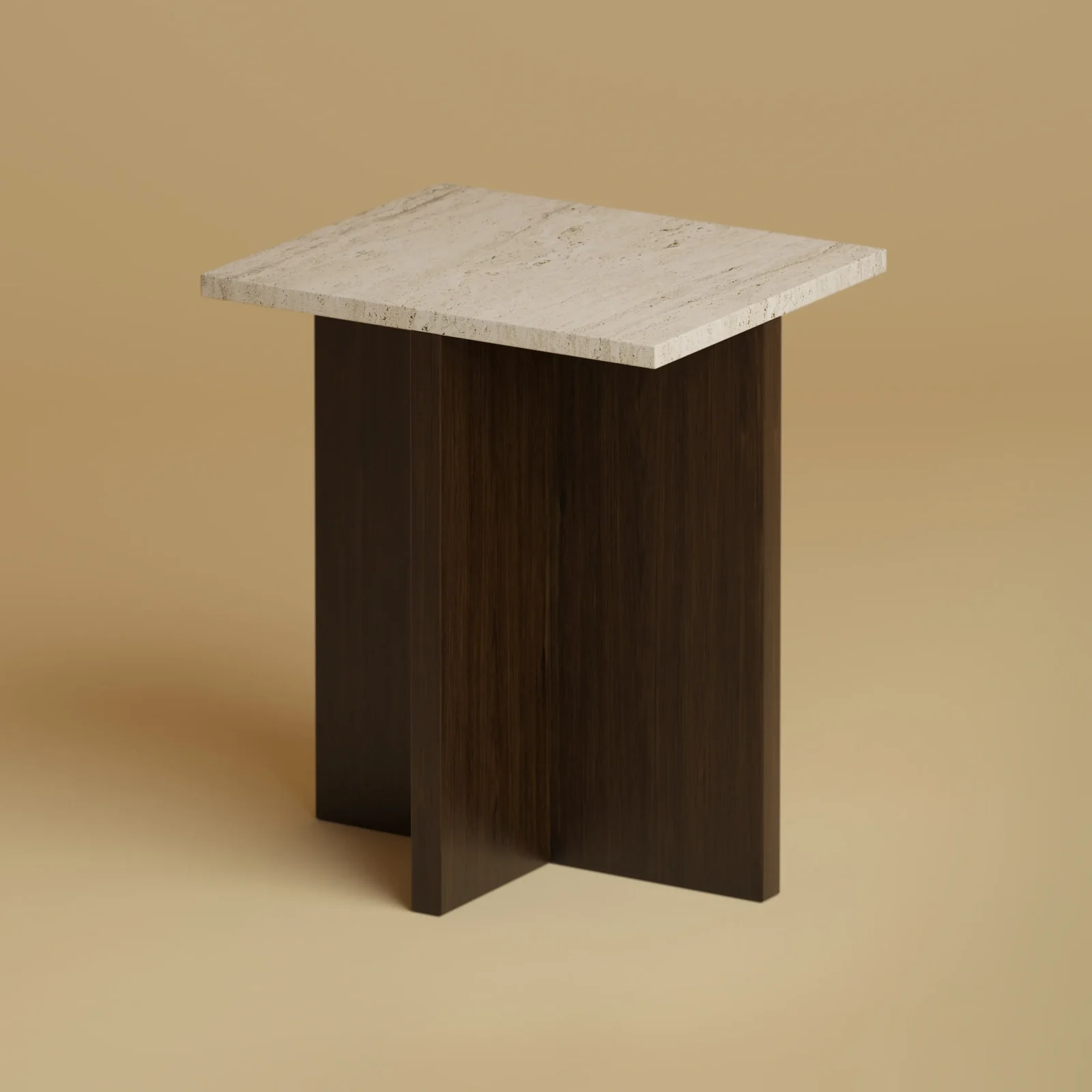Travertine And Oak Nightstand - Tinos Series — 7