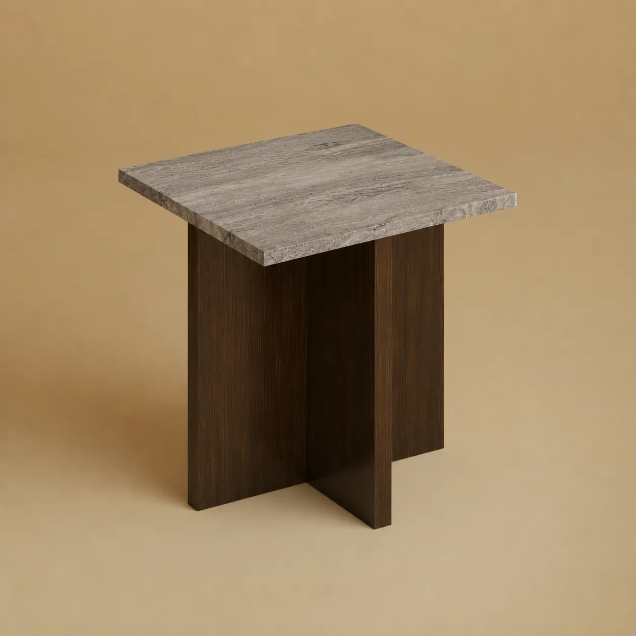Travertine And Oak Nightstand - Tinos Series — 5