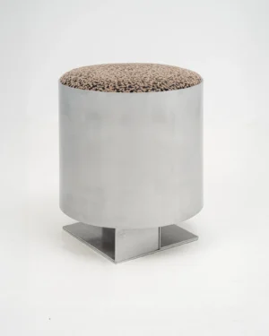 Strut Aluminum Handcrafted Pouf With Fabric Seating