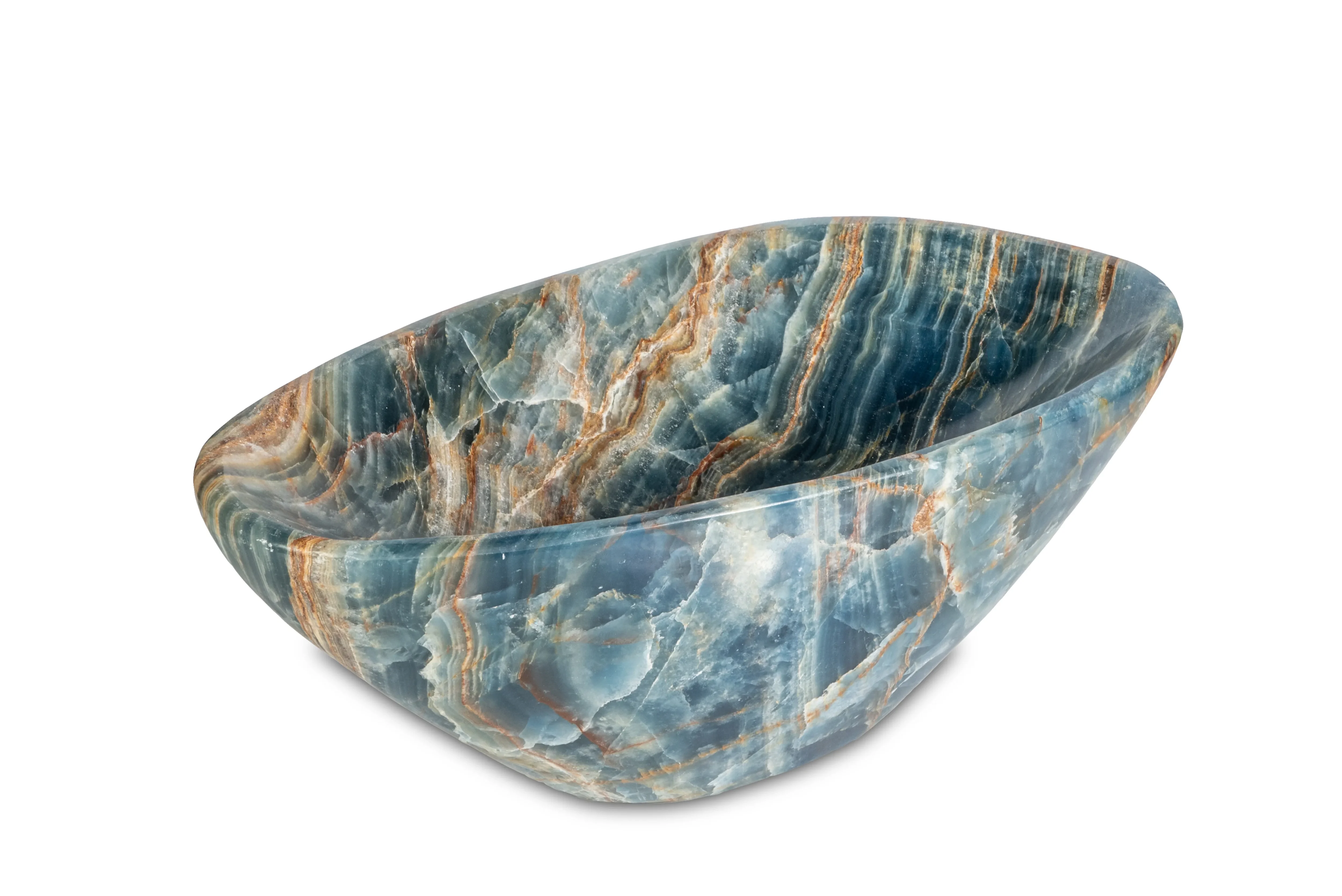 Dune Strata Vessel carved from Argentinian blue onyx by Maison Aetherion