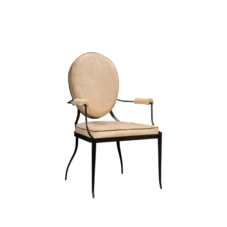 Hand Forged Metal And Leather Chair In The Of Style Andre Arbus By Costantini — 2