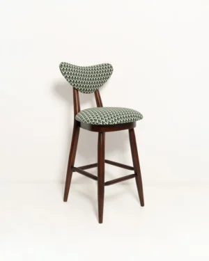 Vintola Studio Heart Bar Stool, Green And White Jacquard Upholstery
