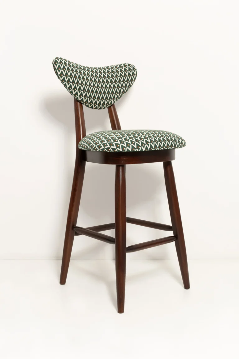 Vintola Studio Heart Bar Stool, Green And White Jacquard Upholstery — 3