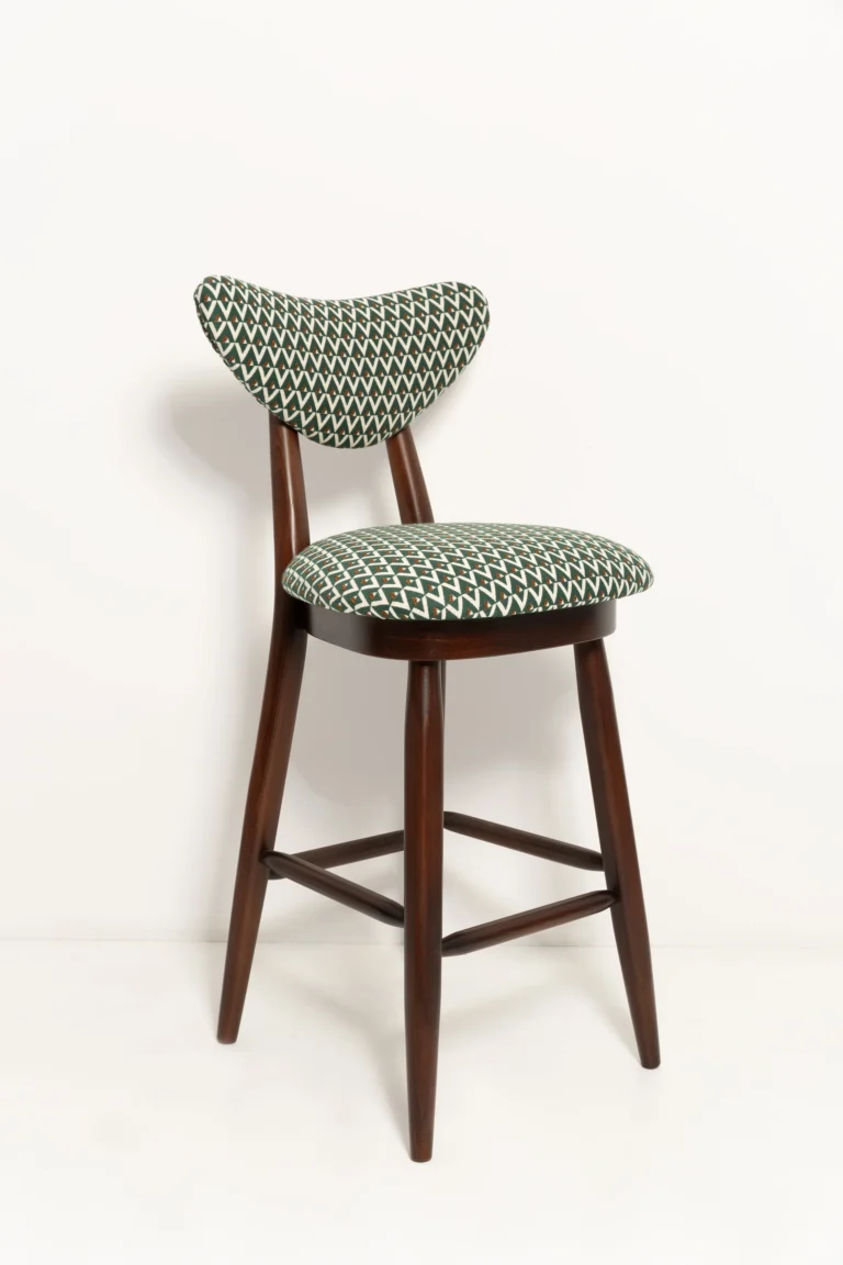 Vintola Studio Heart Bar Stool, Green And White Jacquard Upholstery — 4