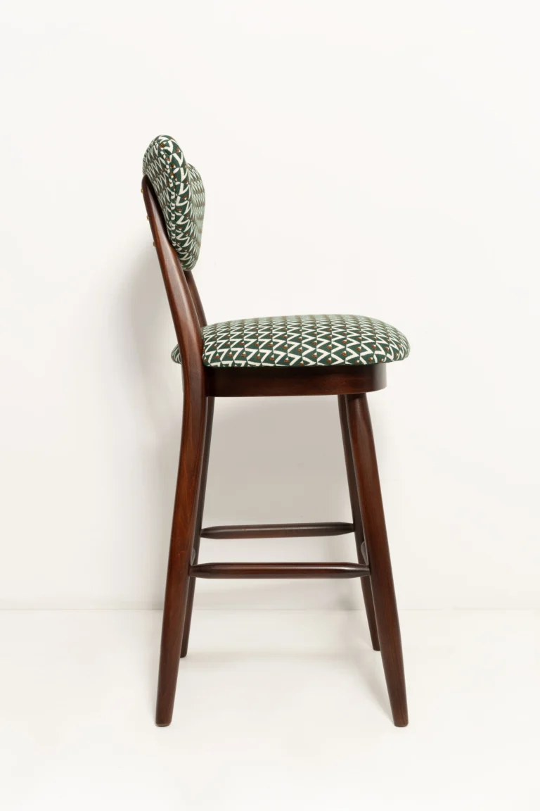 Vintola Studio Heart Bar Stool, Green And White Jacquard Upholstery — 5