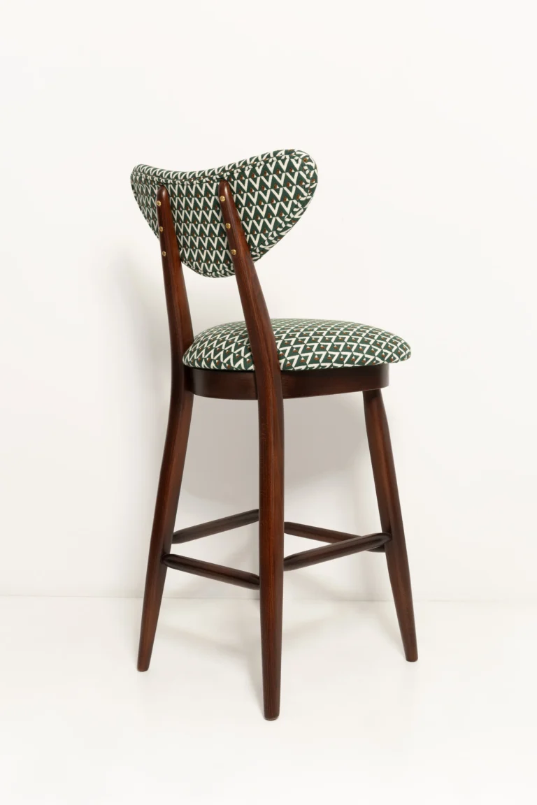 Vintola Studio Heart Bar Stool, Green And White Jacquard Upholstery — 6