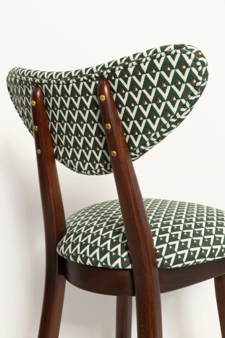 Vintola Studio Heart Bar Stool, Green And White Jacquard Upholstery — 7