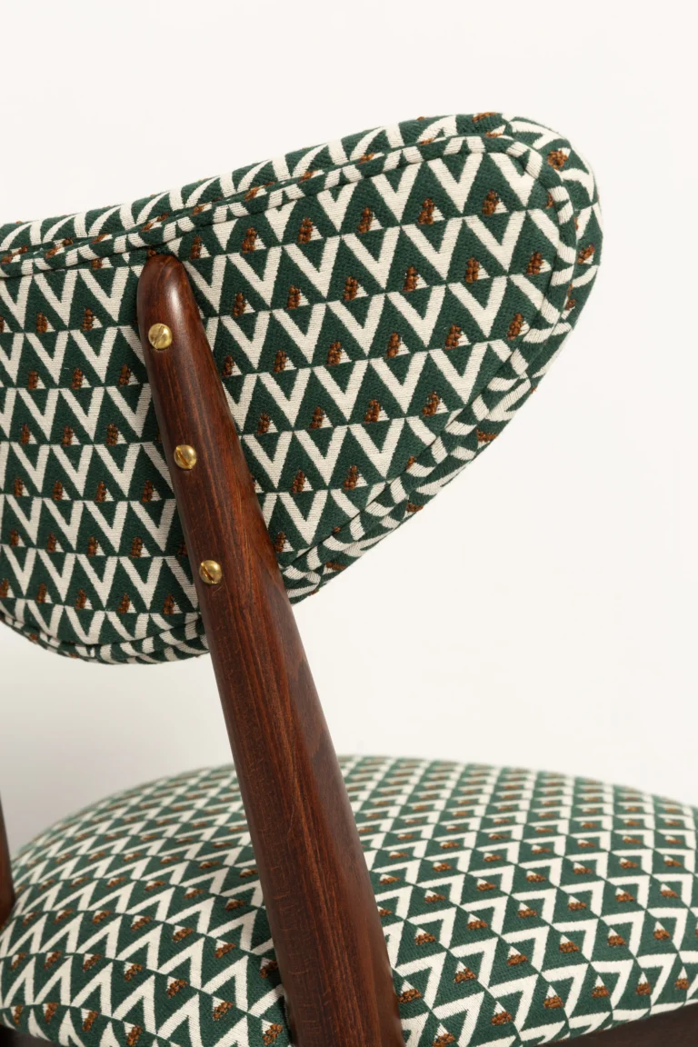 Vintola Studio Heart Bar Stool, Green And White Jacquard Upholstery — 8