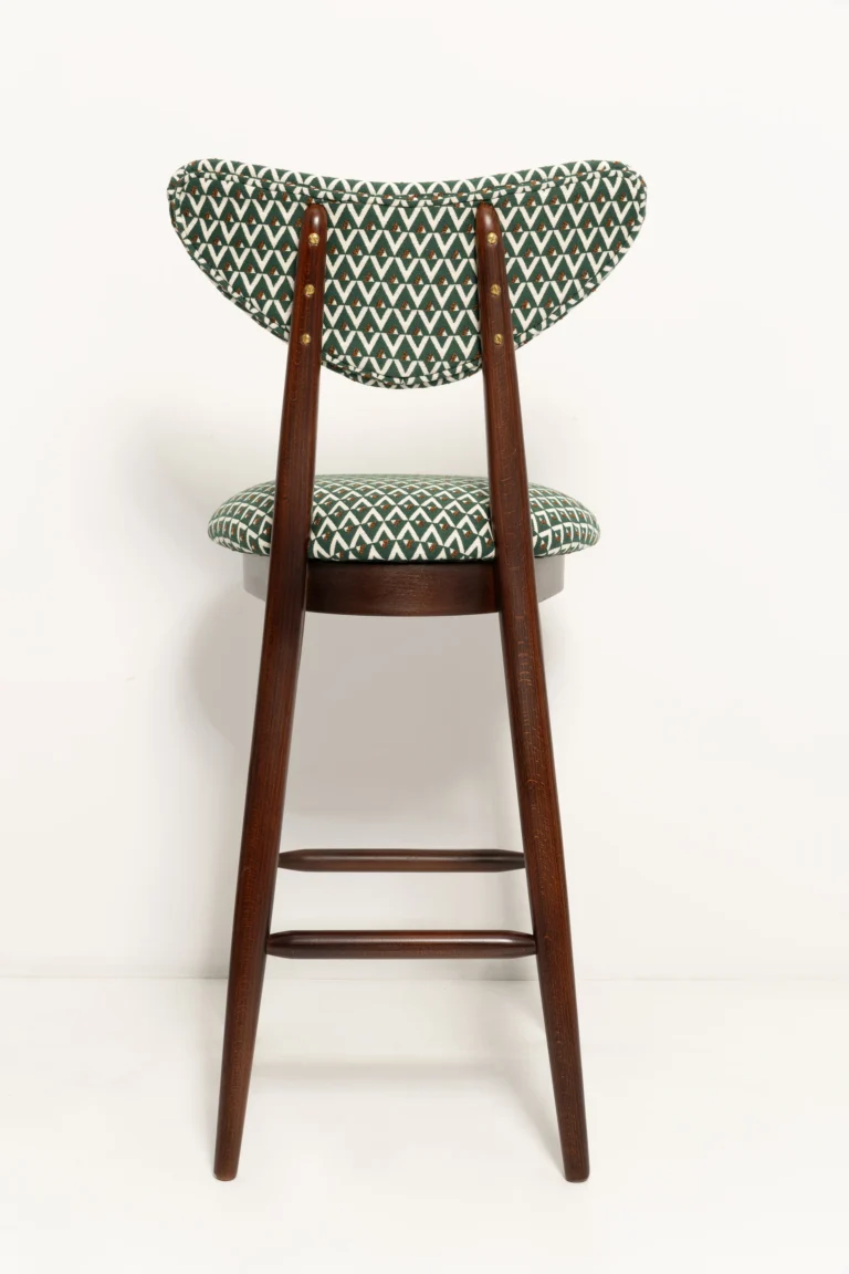 Vintola Studio Heart Bar Stool, Green And White Jacquard Upholstery — 9