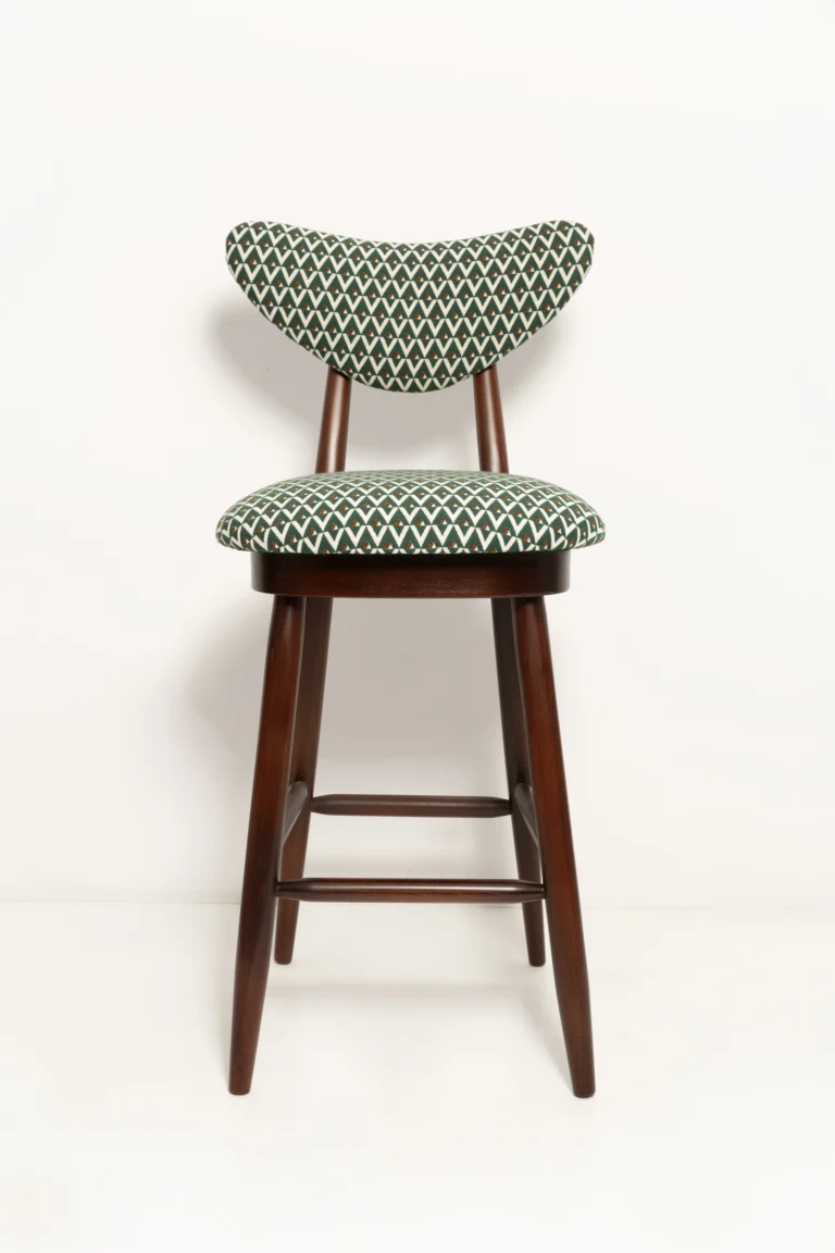 Vintola Studio Heart Bar Stool, Green And White Jacquard Upholstery — 10