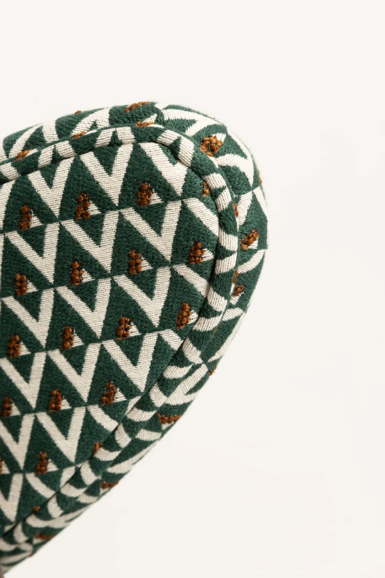 Vintola Studio Heart Bar Stool, Green And White Jacquard Upholstery — 12