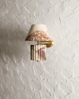 Rio Wall Lamp in Pizzato marble and brass, front view.