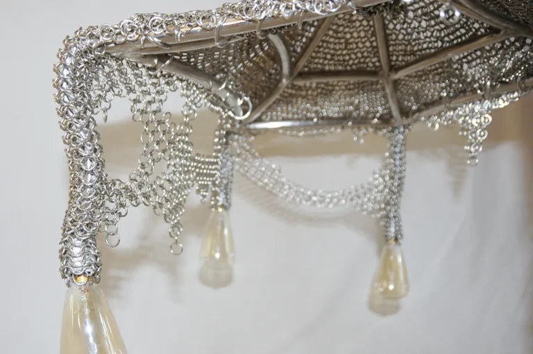 Chainmail Cobweb Chandelier in Glass and Steel — 4