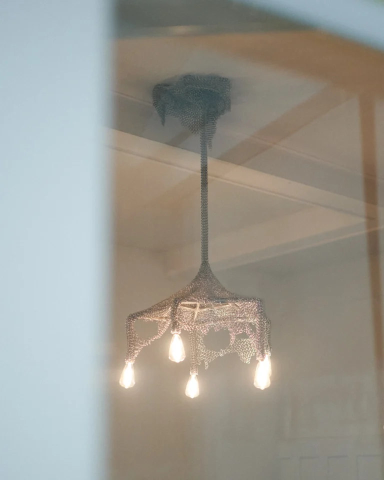Chainmail Cobweb Chandelier in Glass and Steel — 5
