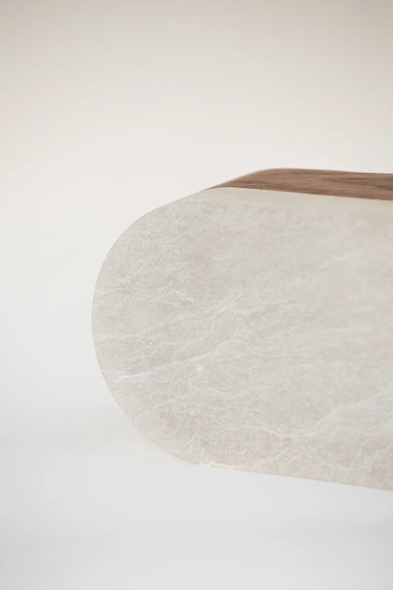 Cumulo Table Lamp in Alabaster and Oak Wood — 6