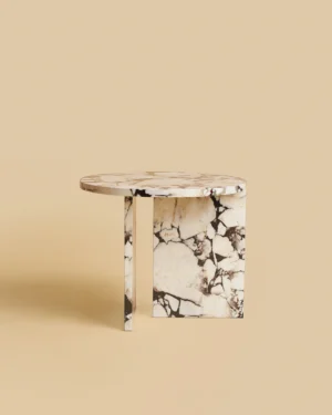 Round Marble Side Table - Kyushu Series In Calacatta Viola
