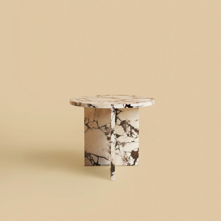Round Marble Side Table - Kyushu Series In Calacatta Viola — 2