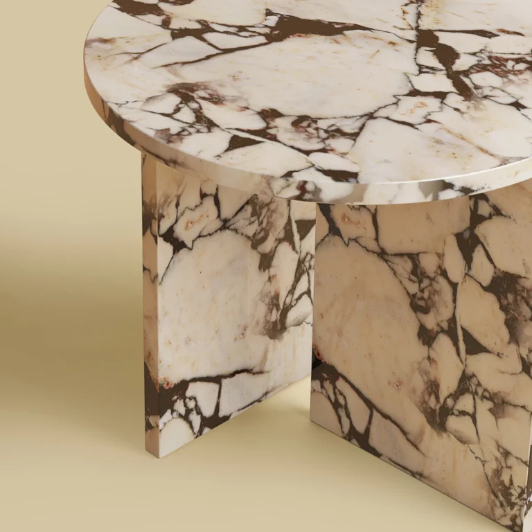 Round Marble Side Table - Kyushu Series In Calacatta Viola — 3