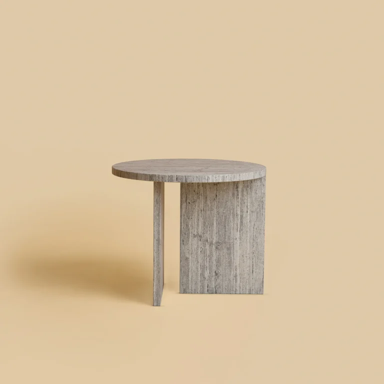 Round Travertine Side Table - Kyushu Series — 6