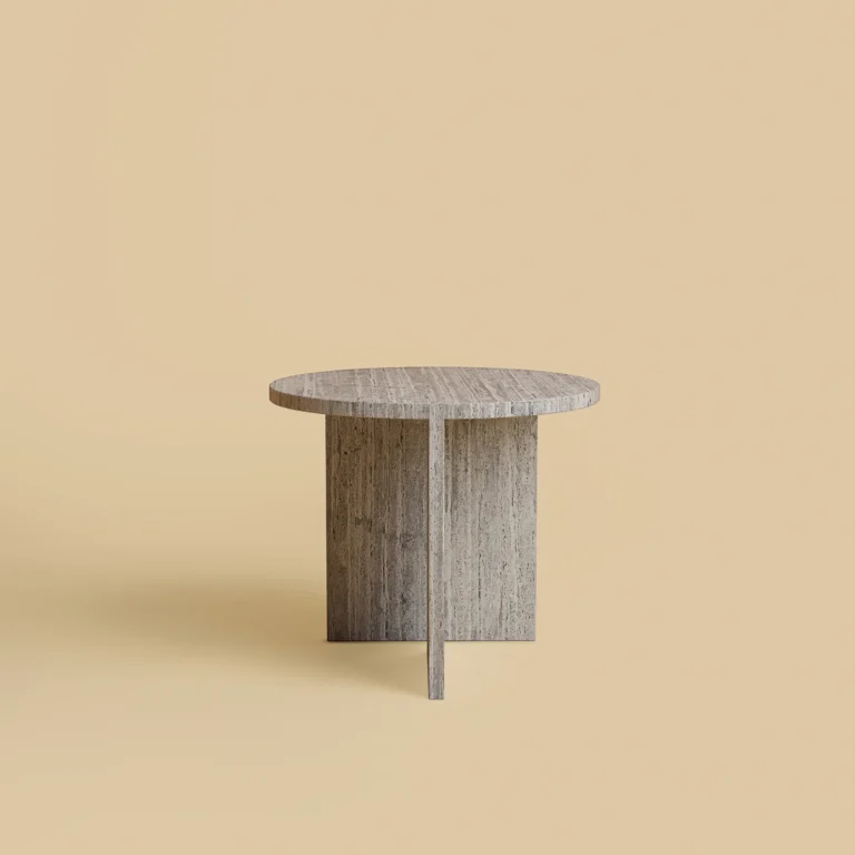 Round Travertine Side Table - Kyushu Series — 4